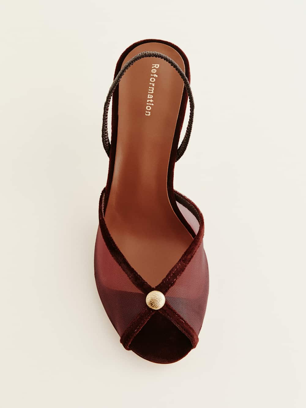 Reformation Paula Heeled Sandal - Dark Cherry Mesh