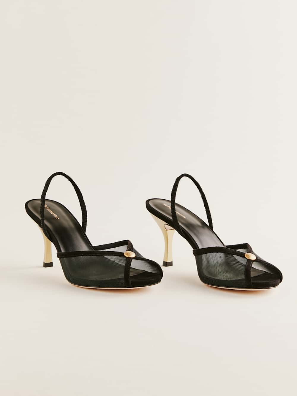 Reformation Paula Heeled Sandal - Black Mesh