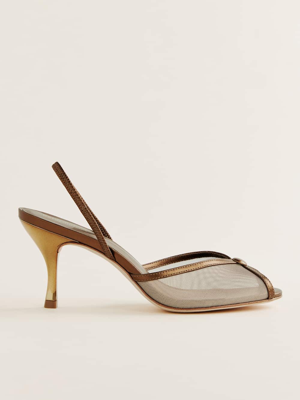 Reformation Paula Heeled Sandal - Bronze Mesh