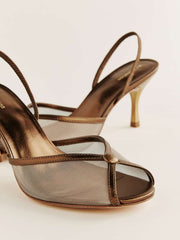 Reformation Paula Heeled Sandal - Bronze Mesh