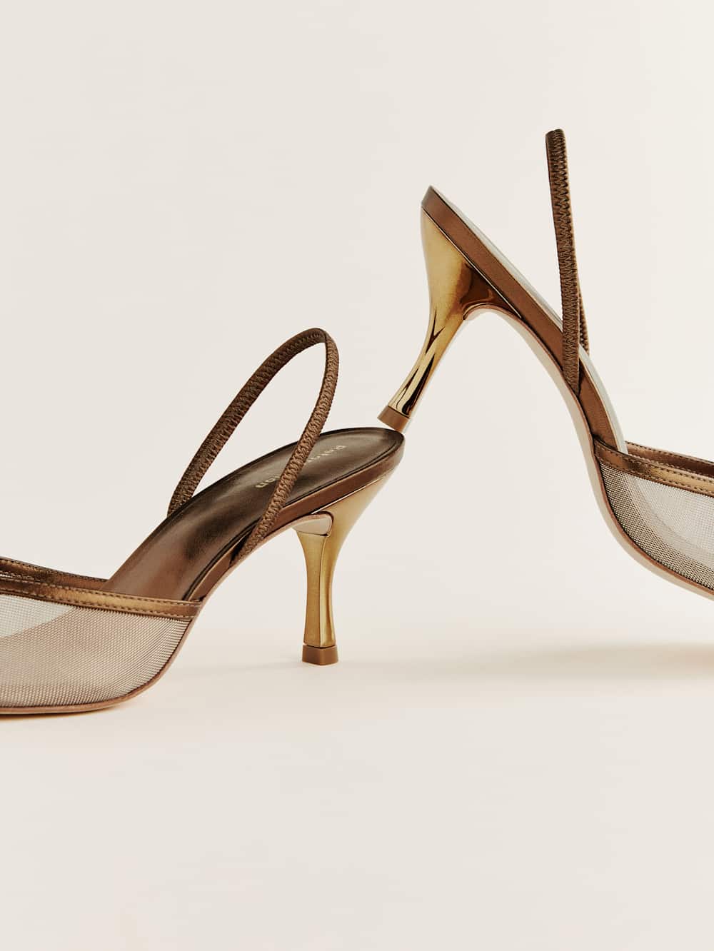 Reformation Paula Heeled Sandal - Bronze Mesh