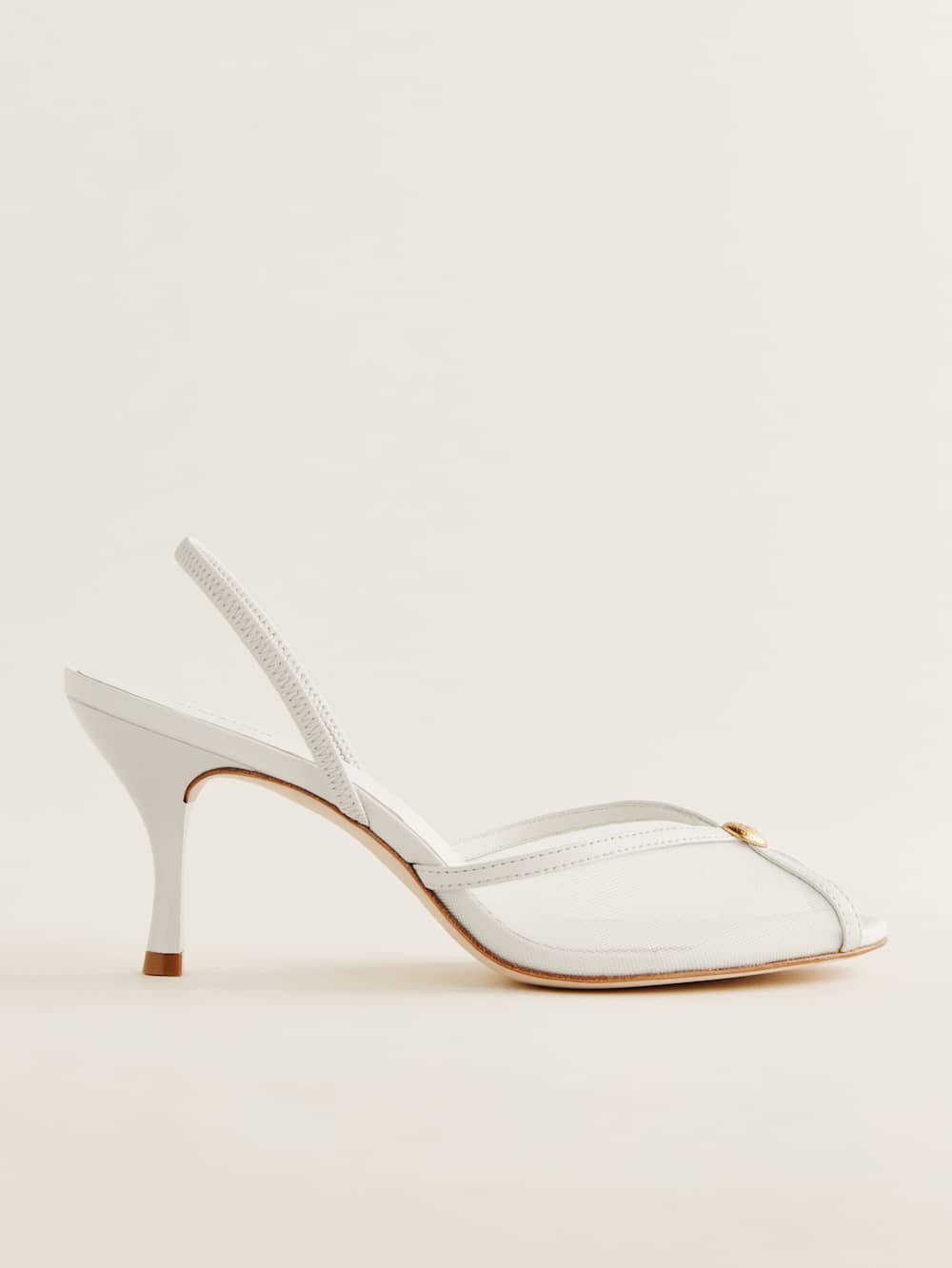 Reformation Paula Heeled Sandal - White Mesh