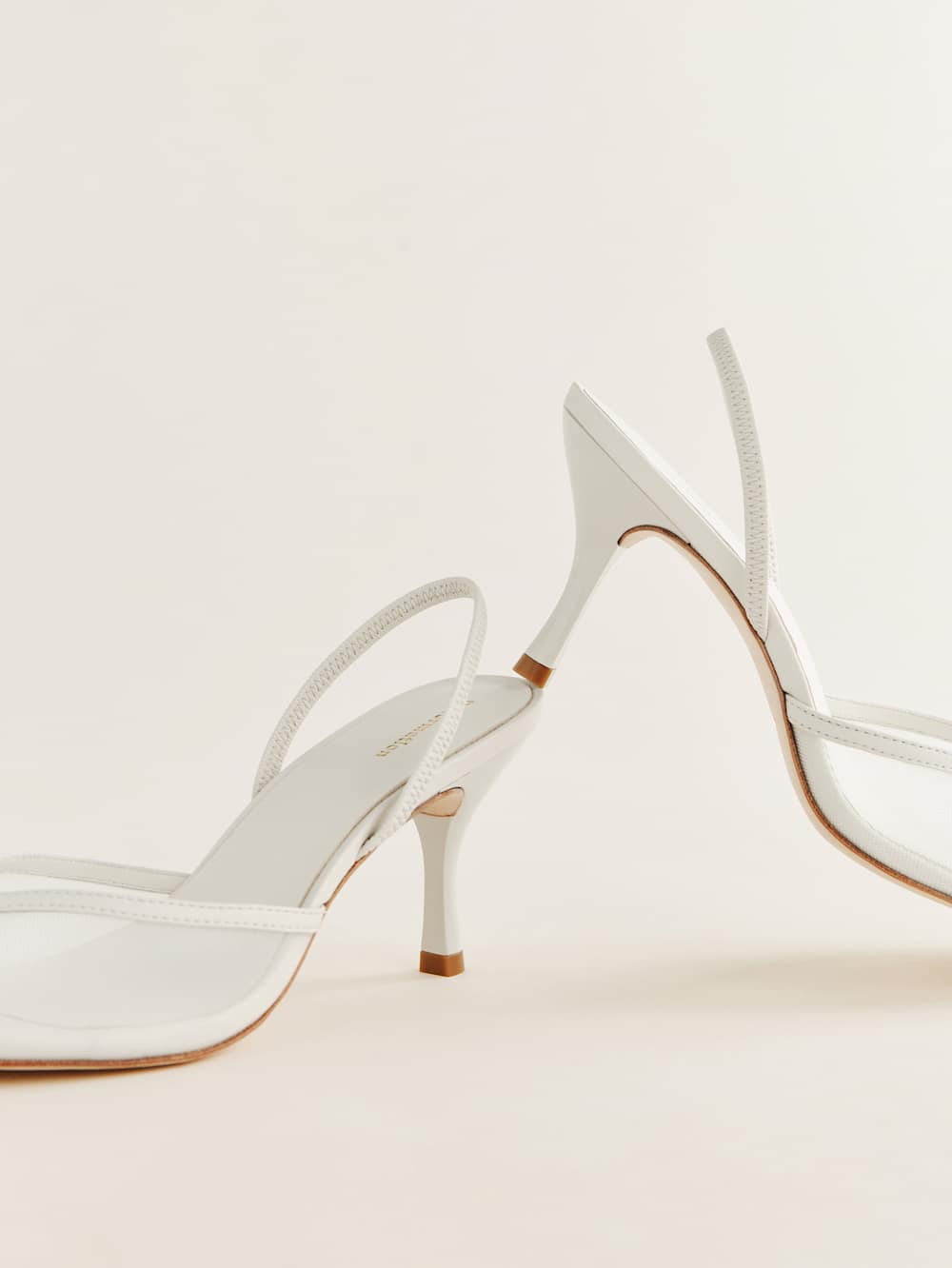 Reformation Paula Heeled Sandal - White Mesh
