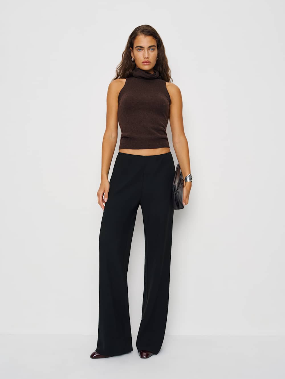 Reformation Gale Mid Rise Bias Pant - Black