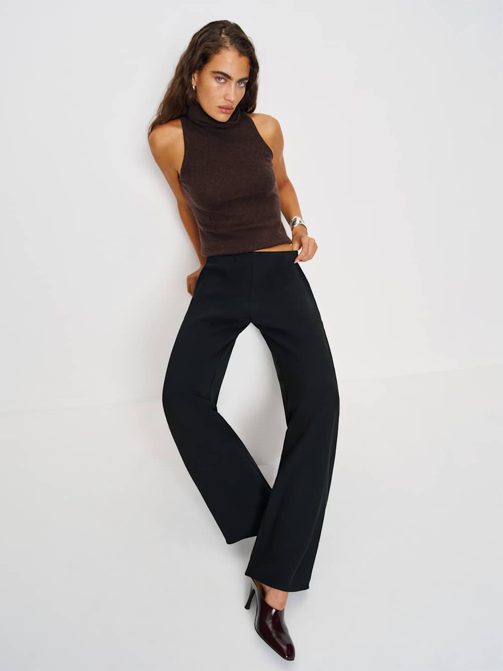 Reformation Gale Mid Rise Bias Pant - Black