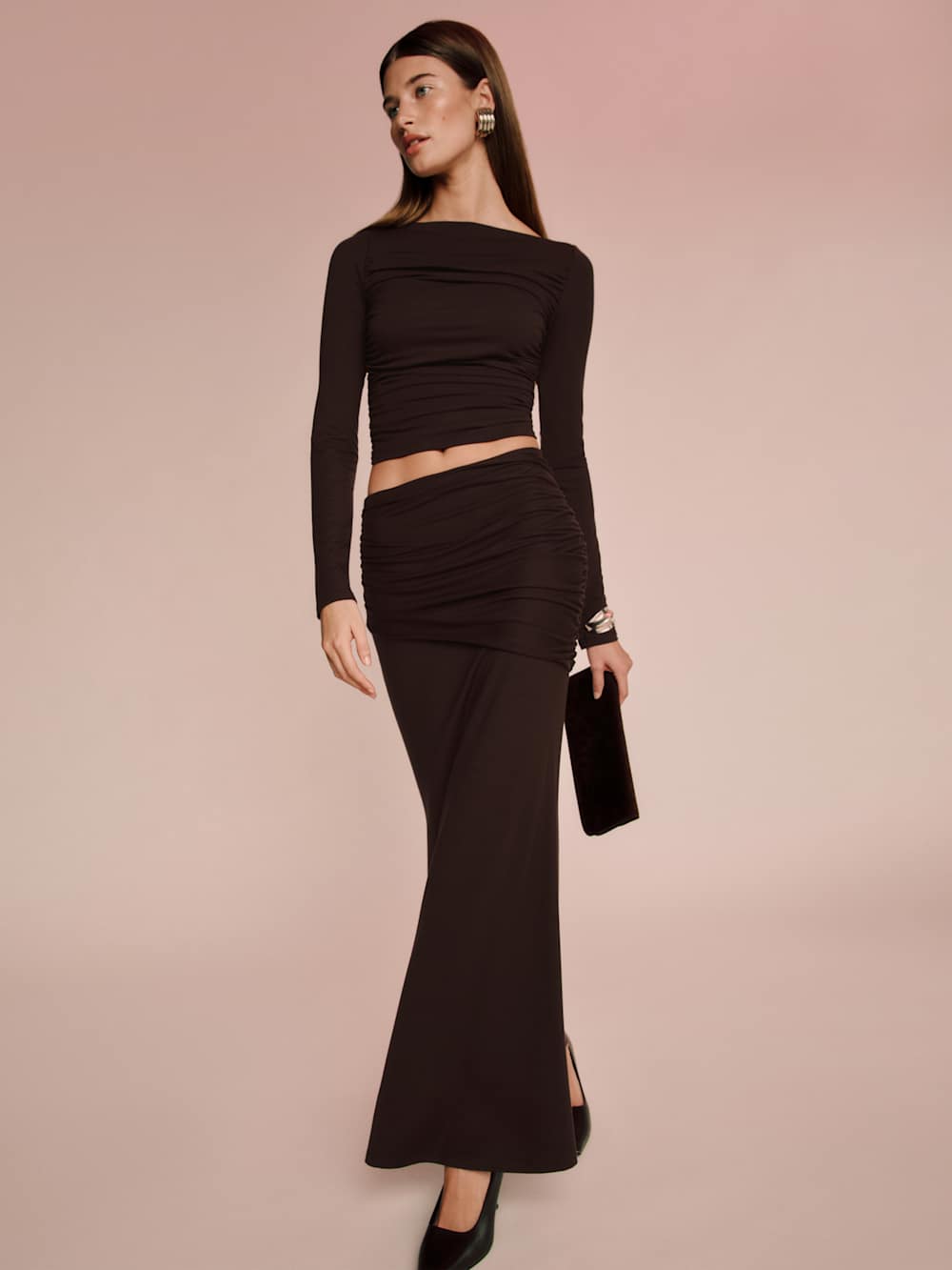 Reformation Emi Knit Two Piece - Black Currant