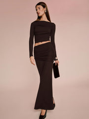 Reformation Emi Knit Two Piece - Black Currant