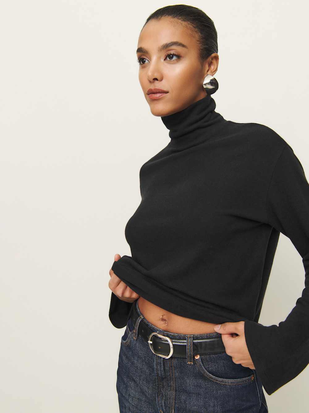 Reformation Anya Knit Top - Black