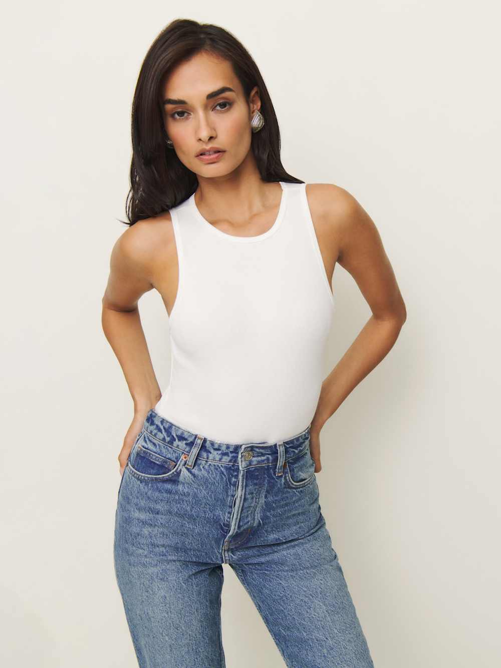 Reformation Leni Knit Bodysuit - White
