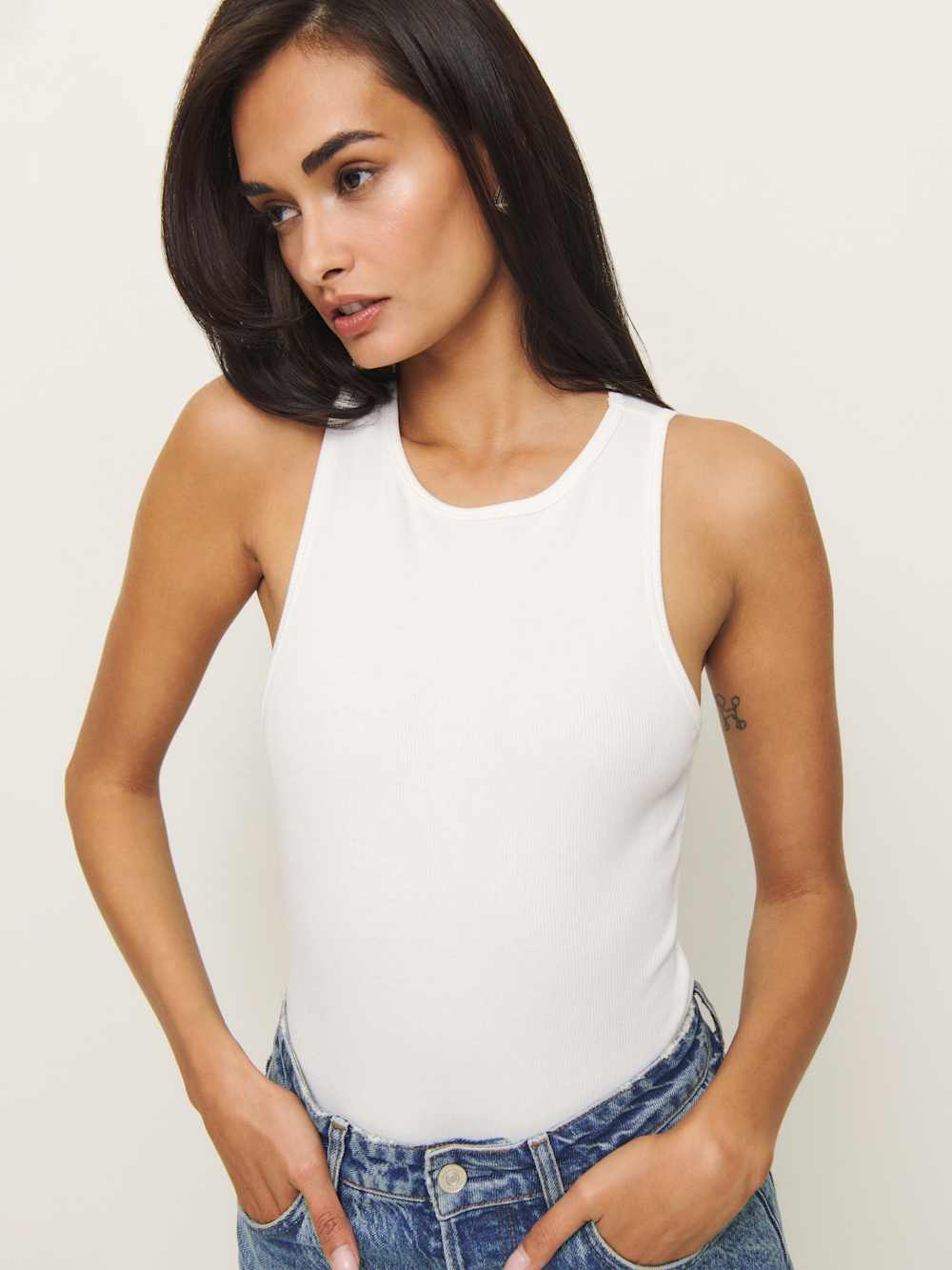 Reformation Leni Knit Bodysuit - White