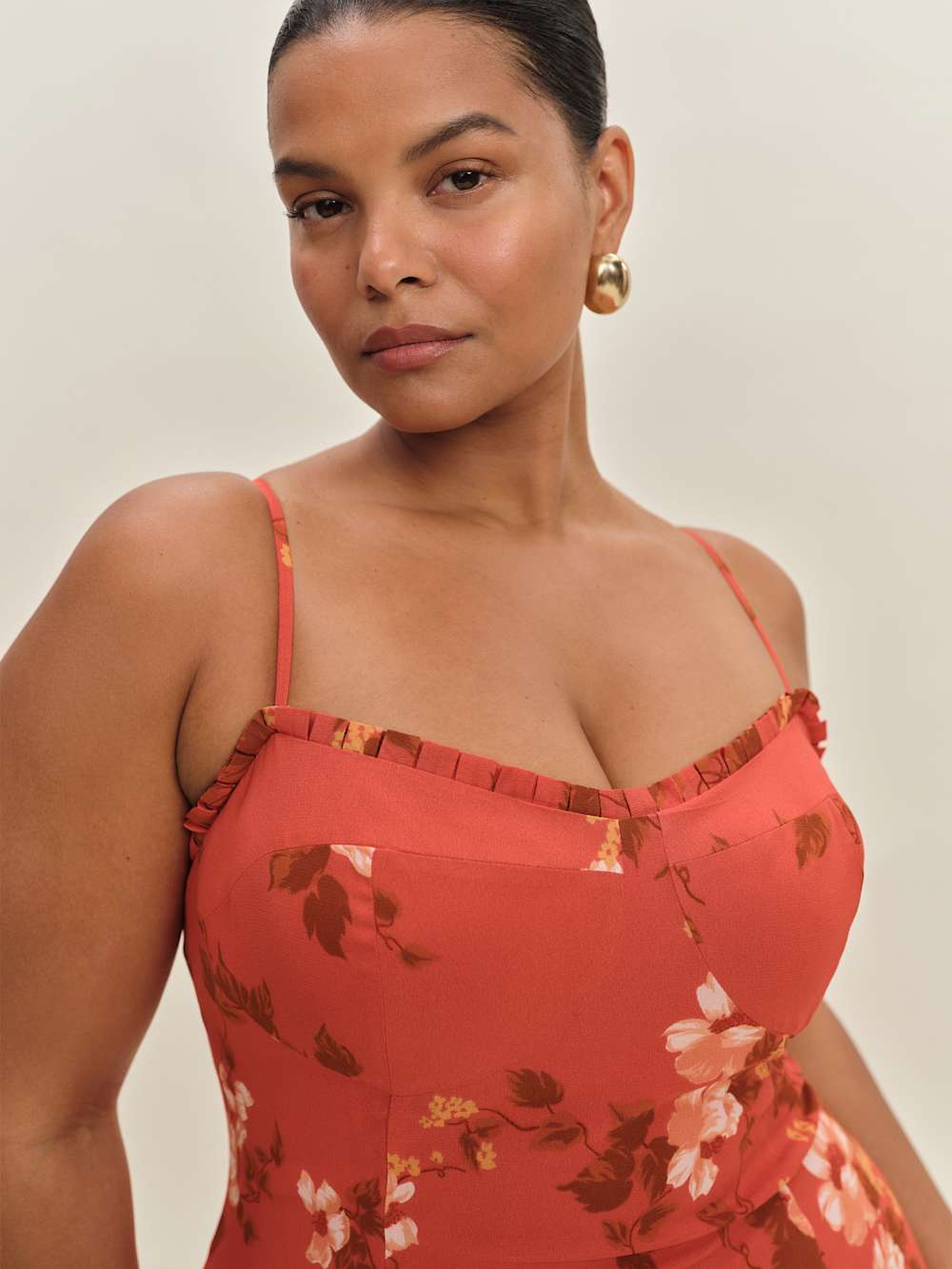 Reformation Aiko Dress Es - Coral Bloom