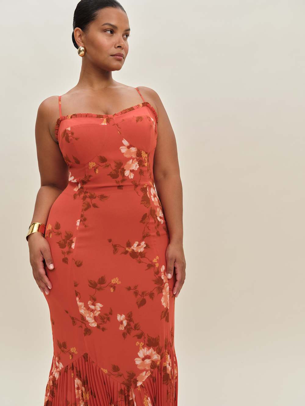 Reformation Aiko Dress Es - Coral Bloom