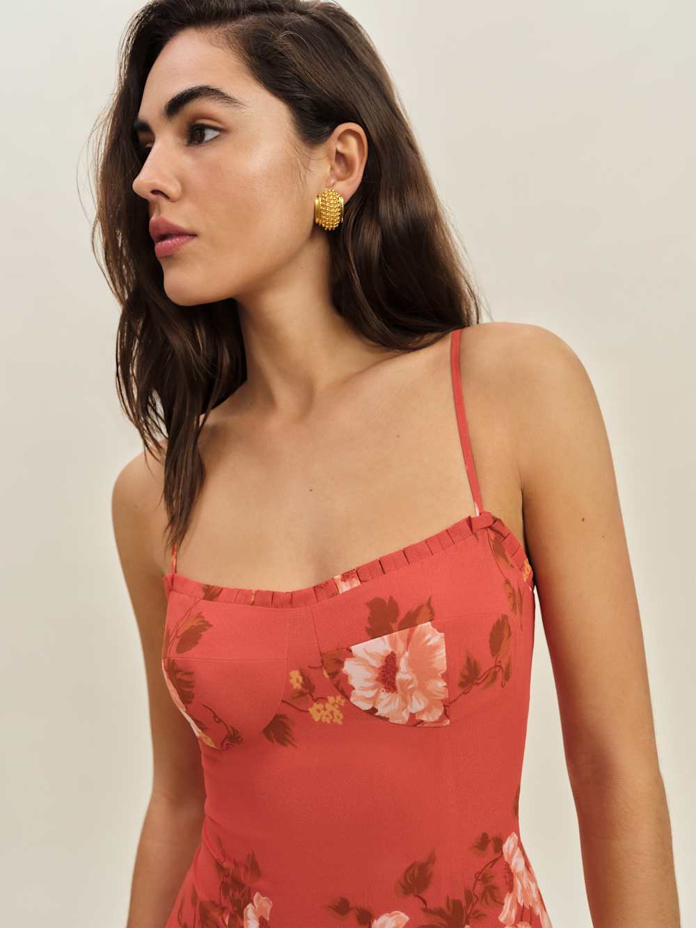 Reformation Petites Aiko Dress - Coral Bloom