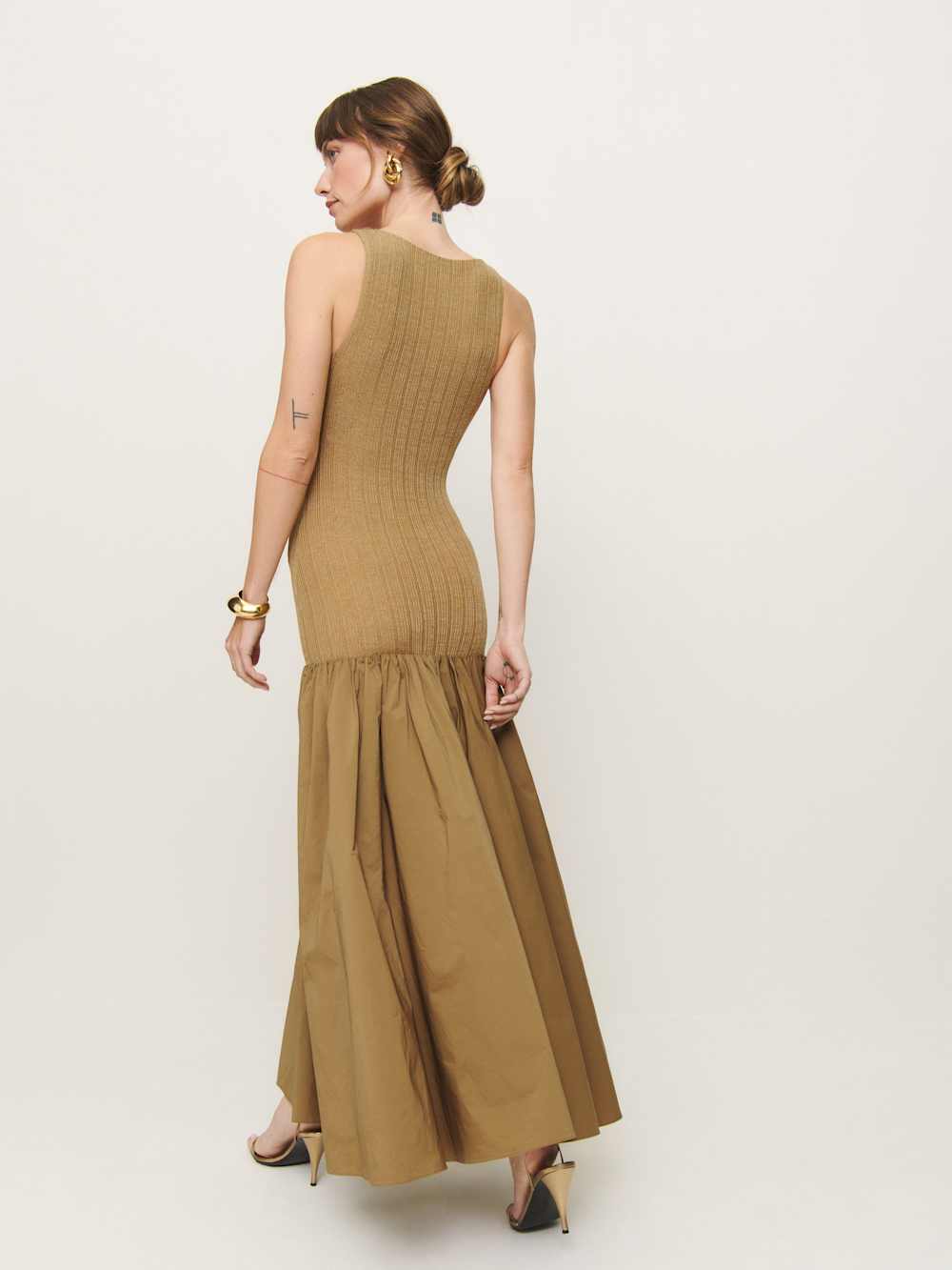 Reformation Kella Knit Dress - Gold