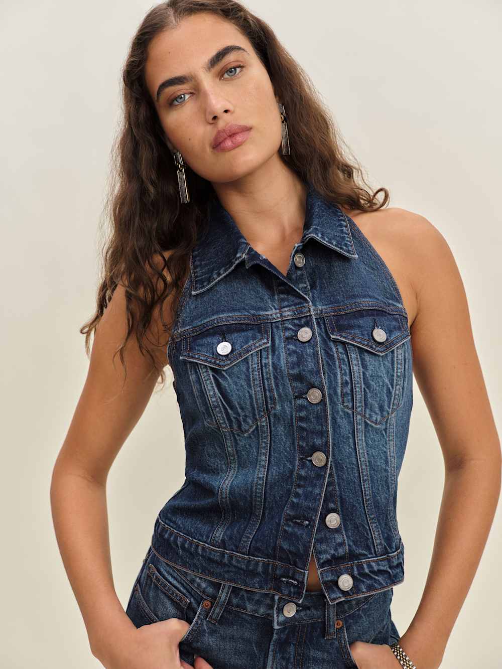 Reformation Luisa Stretch Denim Top - Mellusine