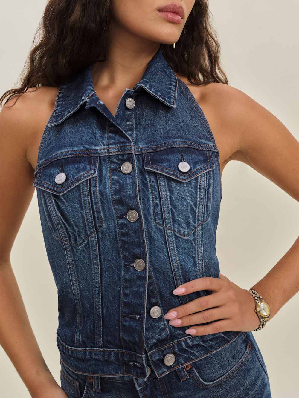Reformation Luisa Stretch Denim Top - Mellusine