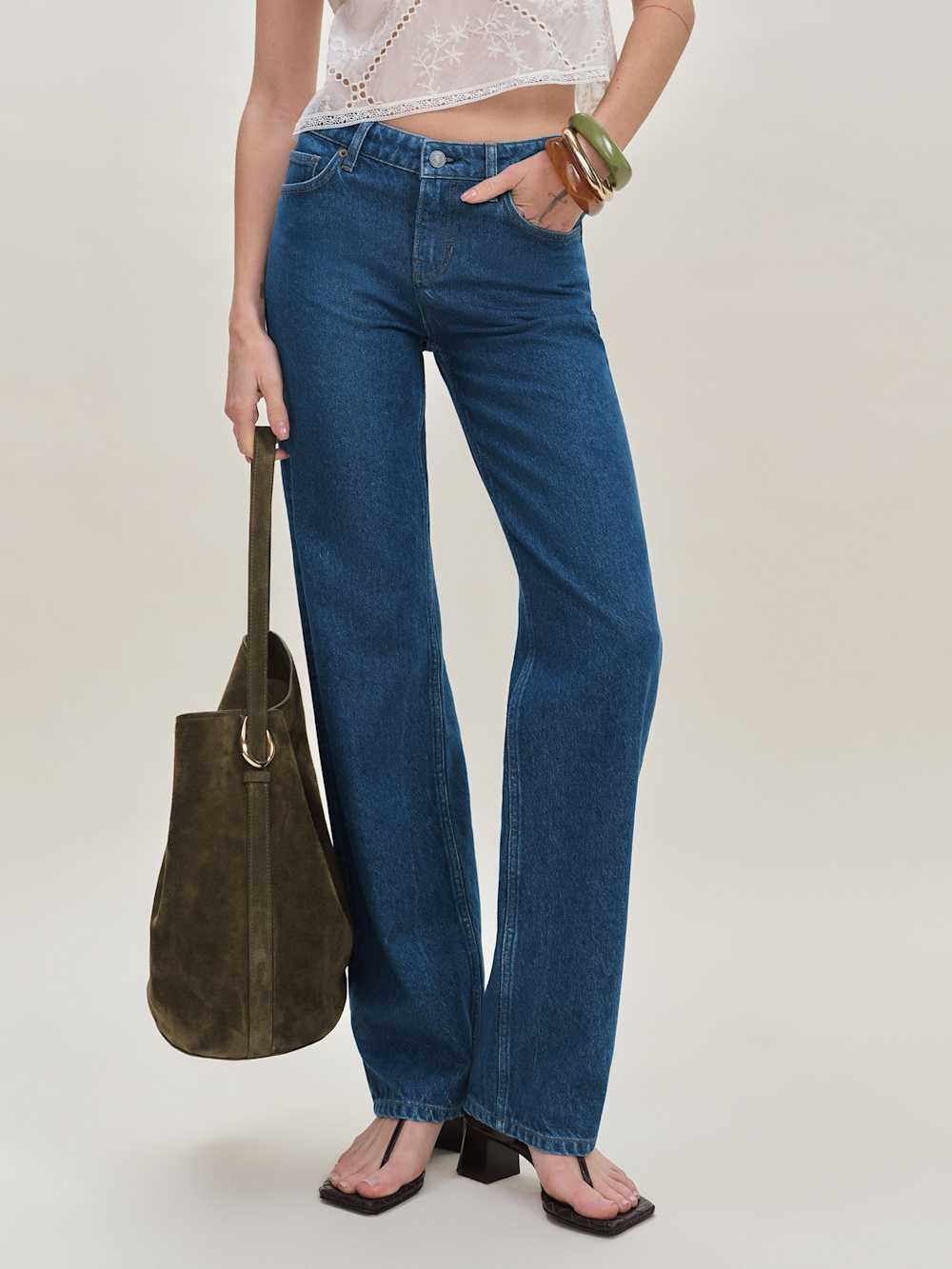 Reformation Charlee Low Rise Straight Leg Jeans - Cleary