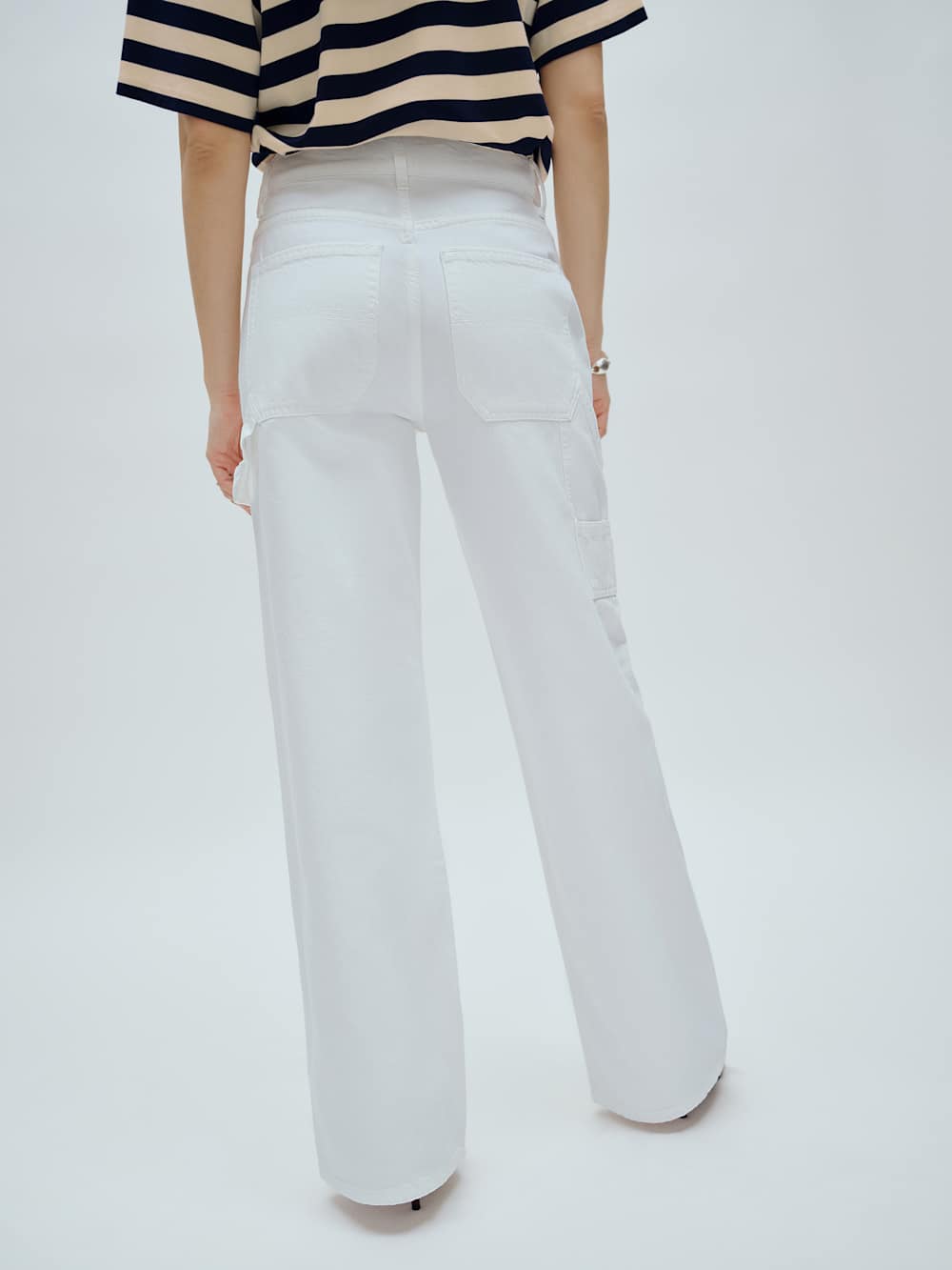 Reformation Diego Mid Rise Baggy Utility Jeans - Optic White