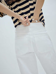 Reformation Diego Mid Rise Baggy Utility Jeans - Optic White