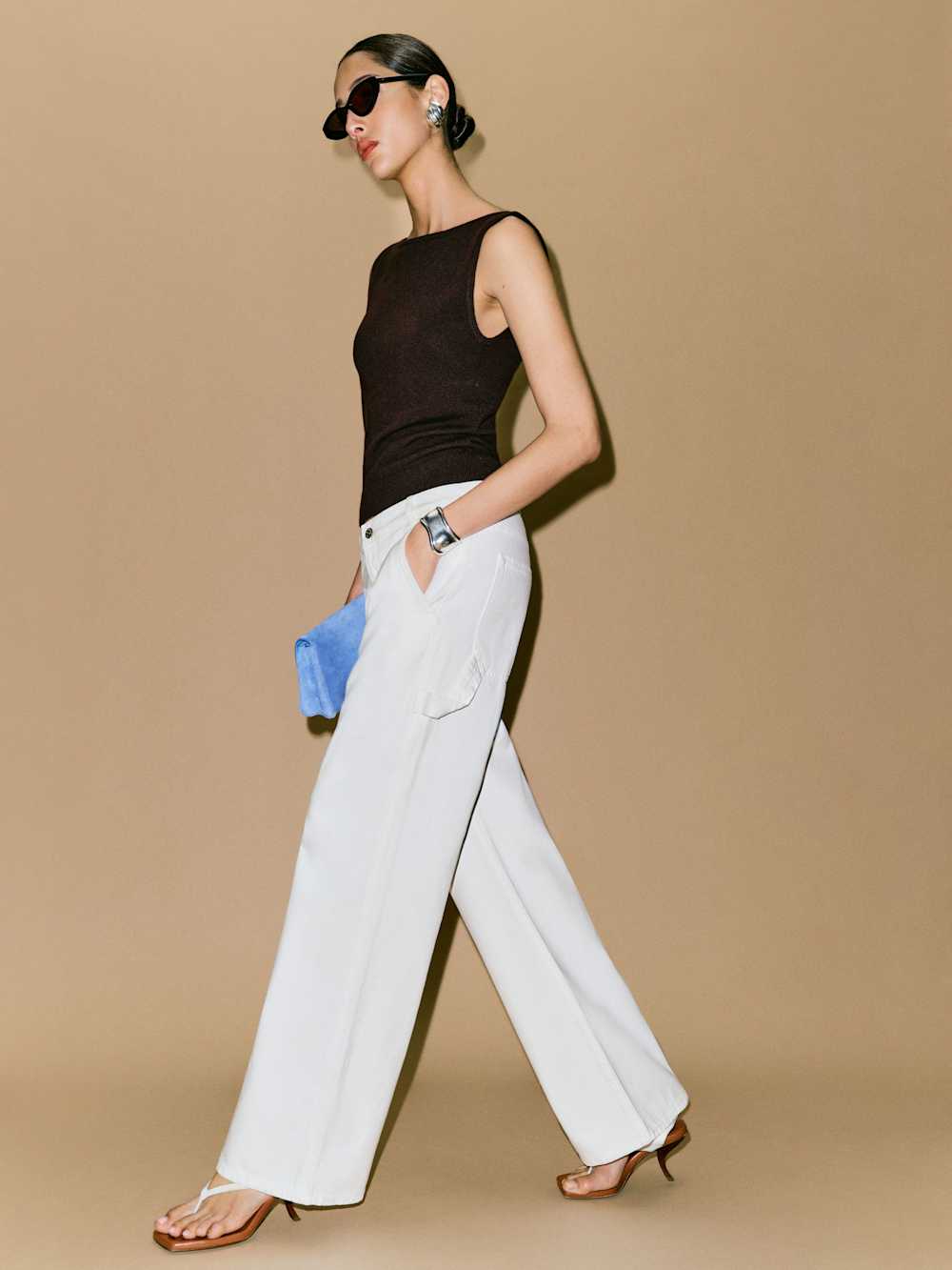 Reformation Diego Mid Rise Baggy Utility Jeans - Optic White