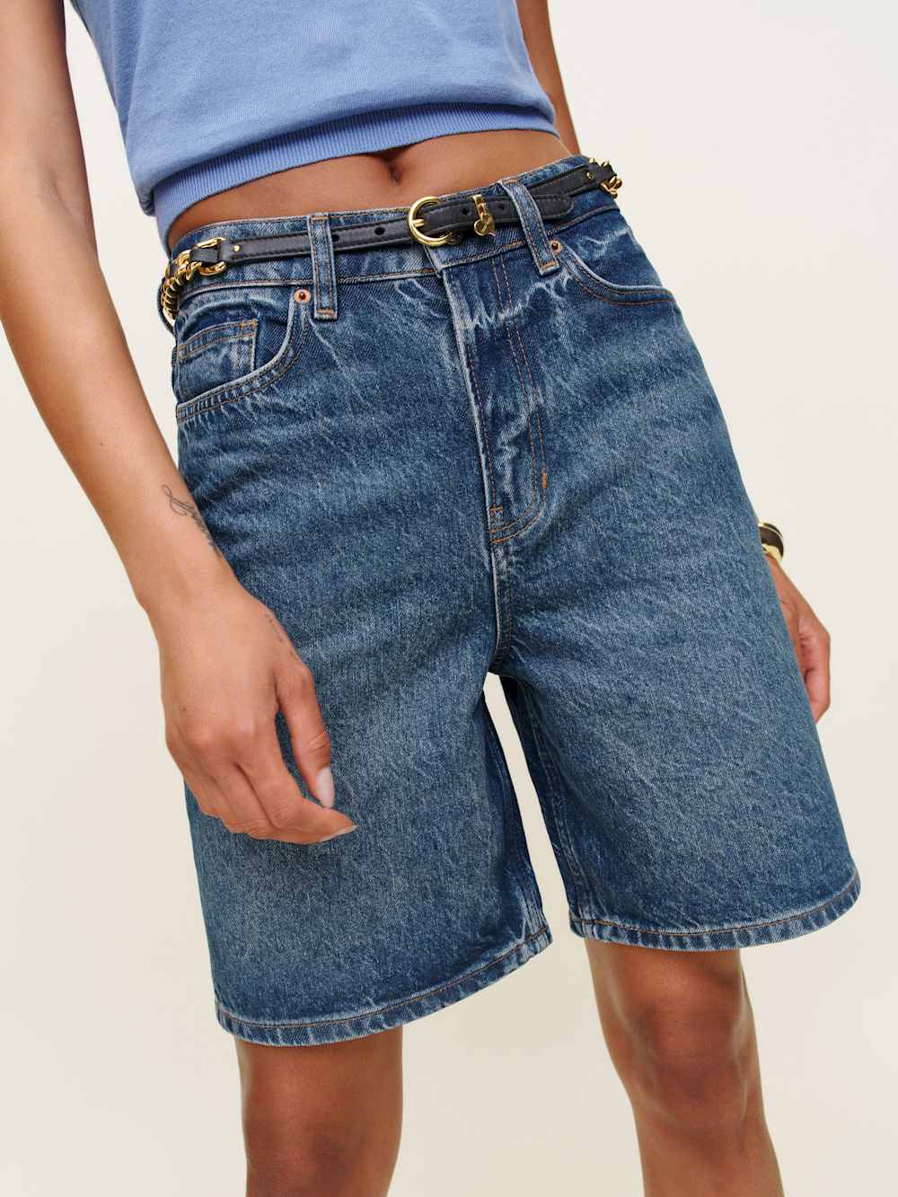 Reformation Hale High Rise 8” Jean Shorts - Lanier