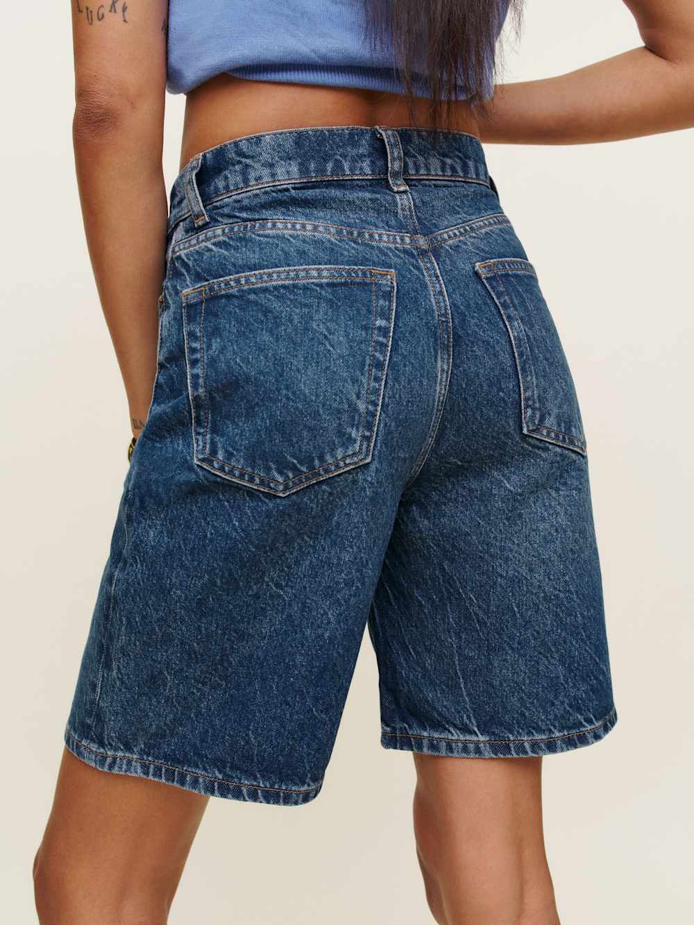 Reformation Hale High Rise 8” Jean Shorts - Lanier
