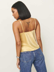 Reformation Casey Satin Top - Blonde