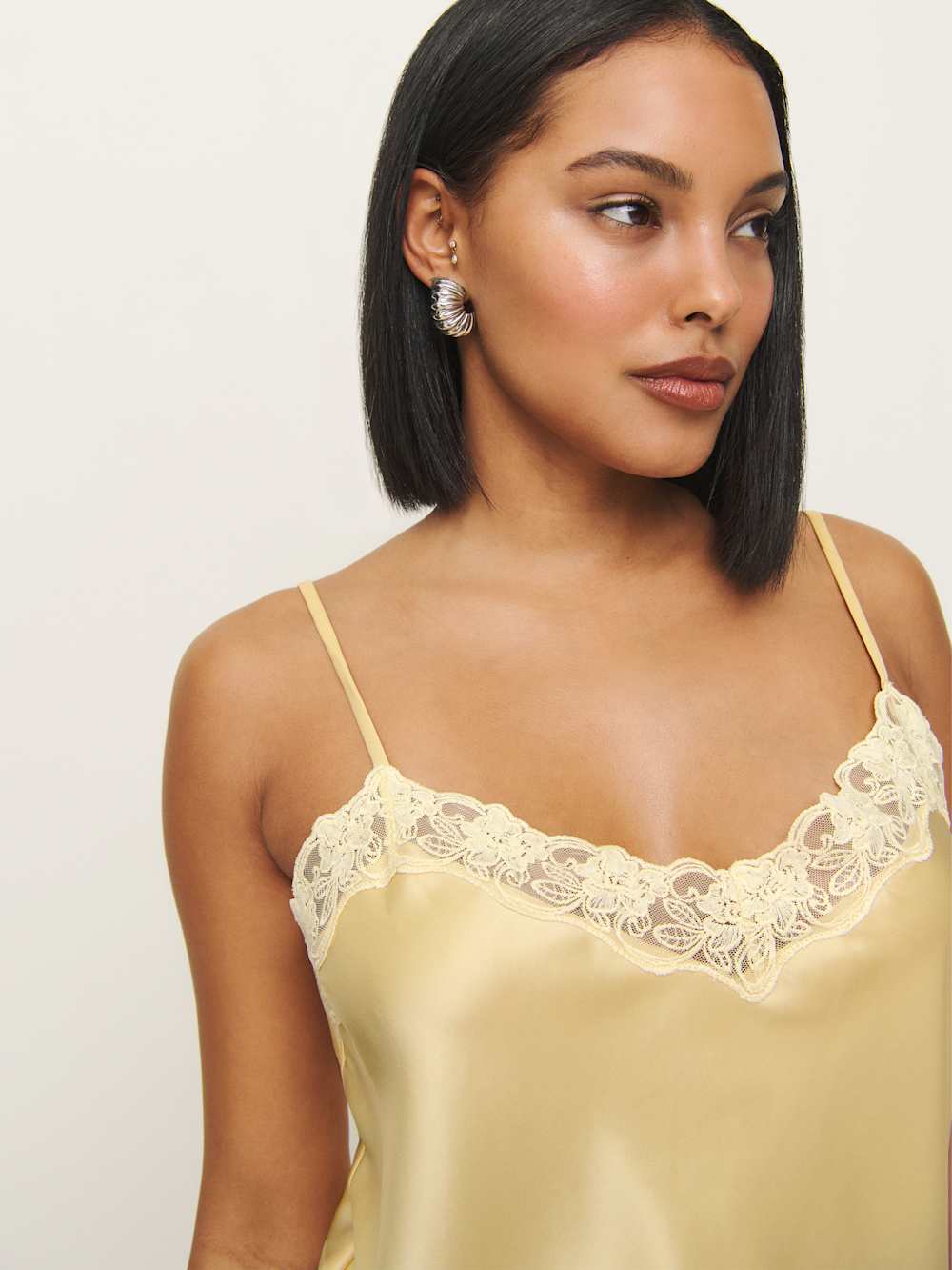 Reformation Casey Satin Top - Blonde