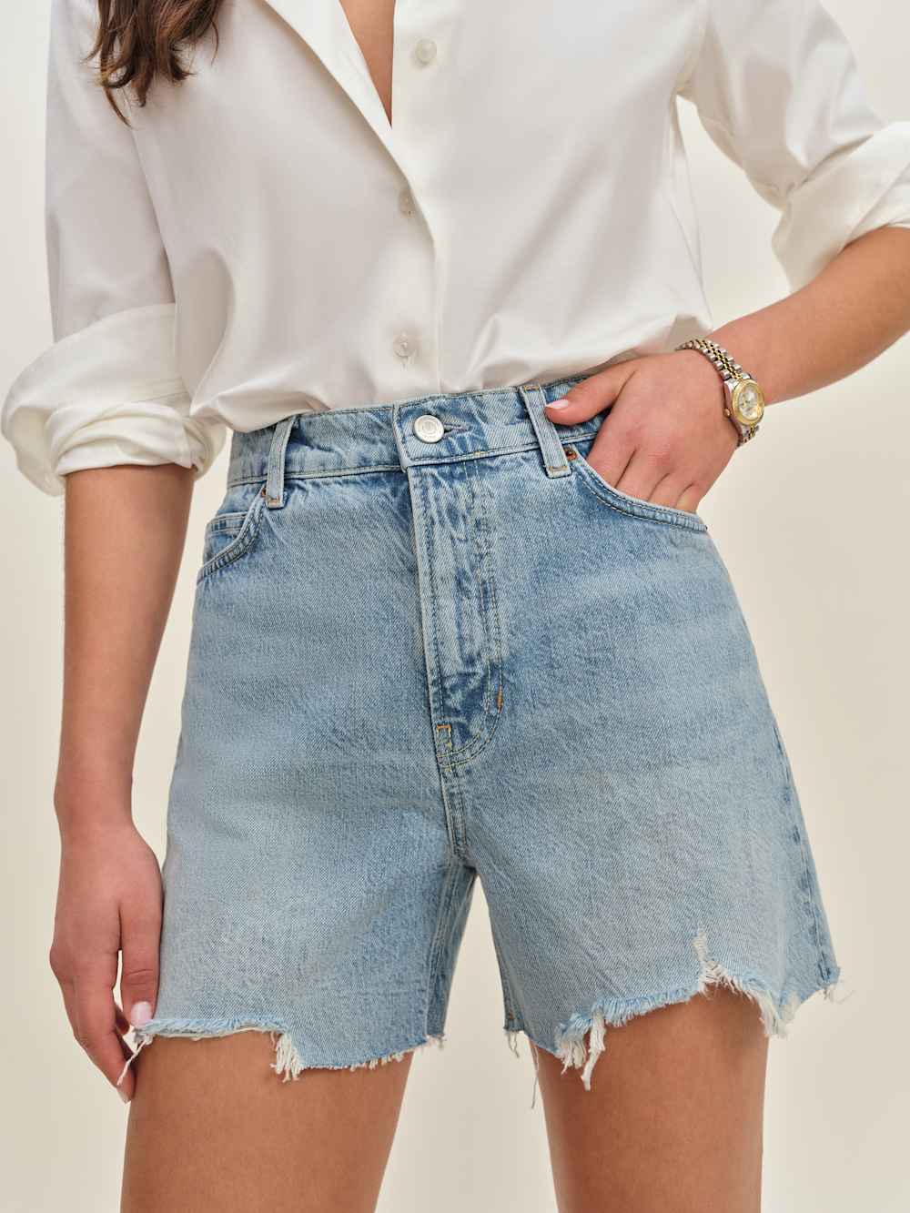 Reformation Saige High Rise 4” Jean Shorts - Burnett