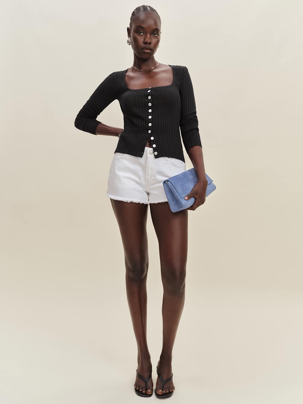 Reformation Sutton Low Rise 2.5” Slouchy Jean Shorts - Optic White