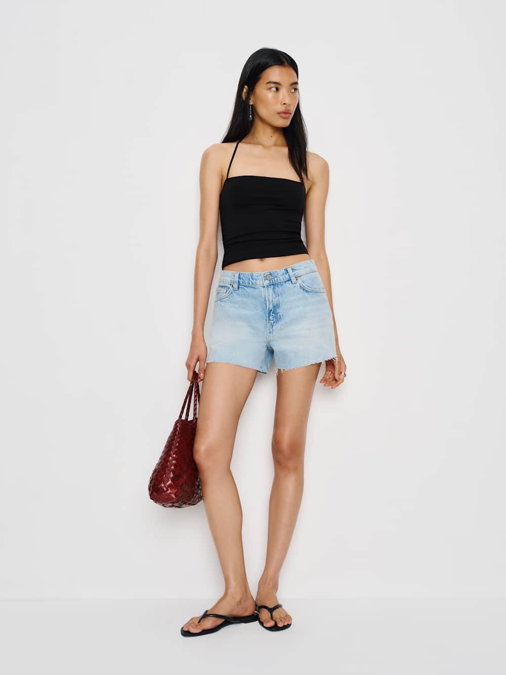 Reformation Sutton Low Rise 2.5” Slouchy Jean Shorts - Martini Embroidery