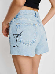 Reformation Sutton Low Rise 2.5” Slouchy Jean Shorts - Martini Embroidery