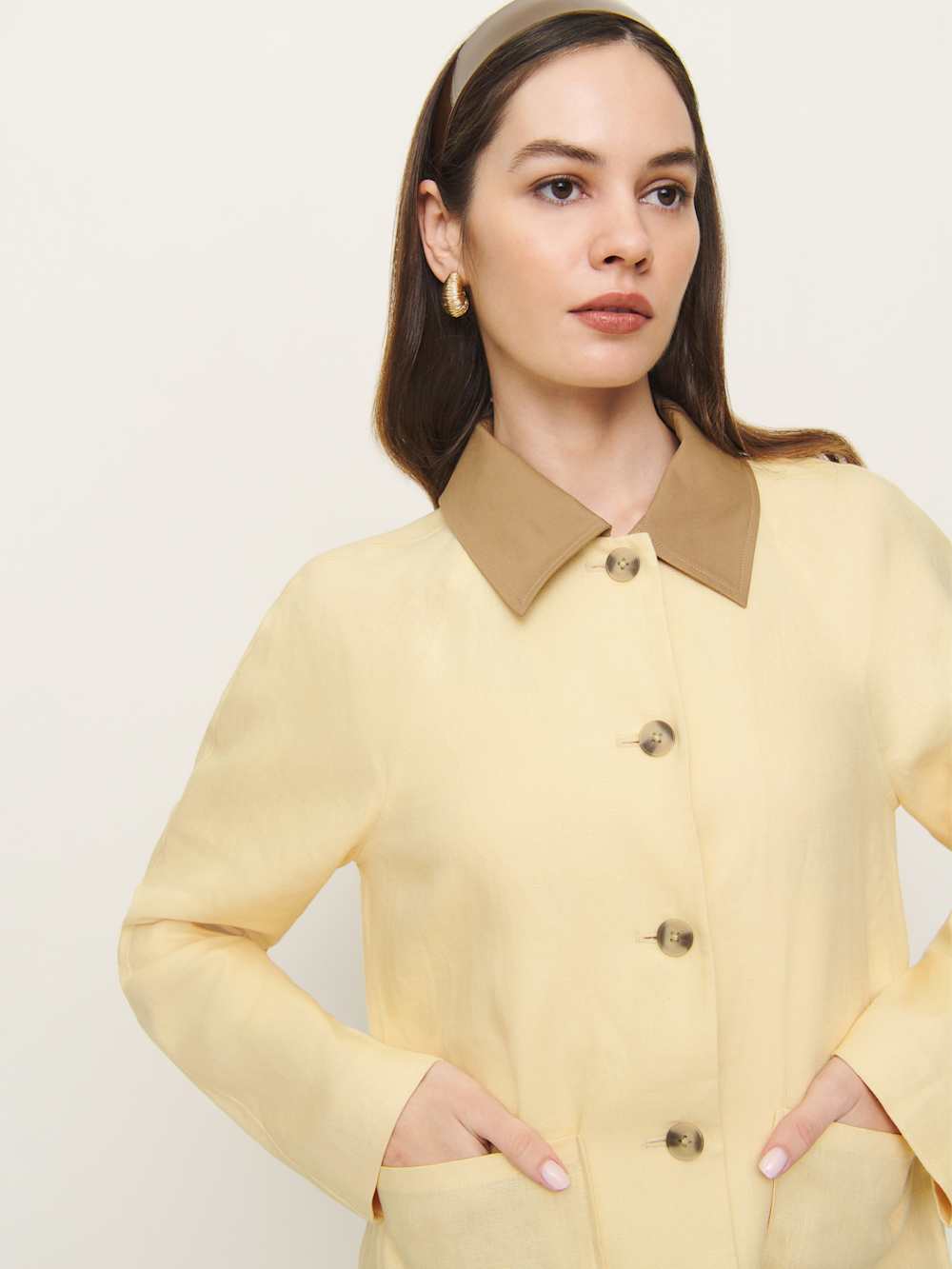 Reformation Lila Linen Jacket - Parmesan