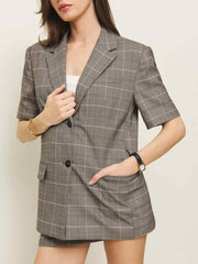 Reformation Wren Blazer - Brown Plaid