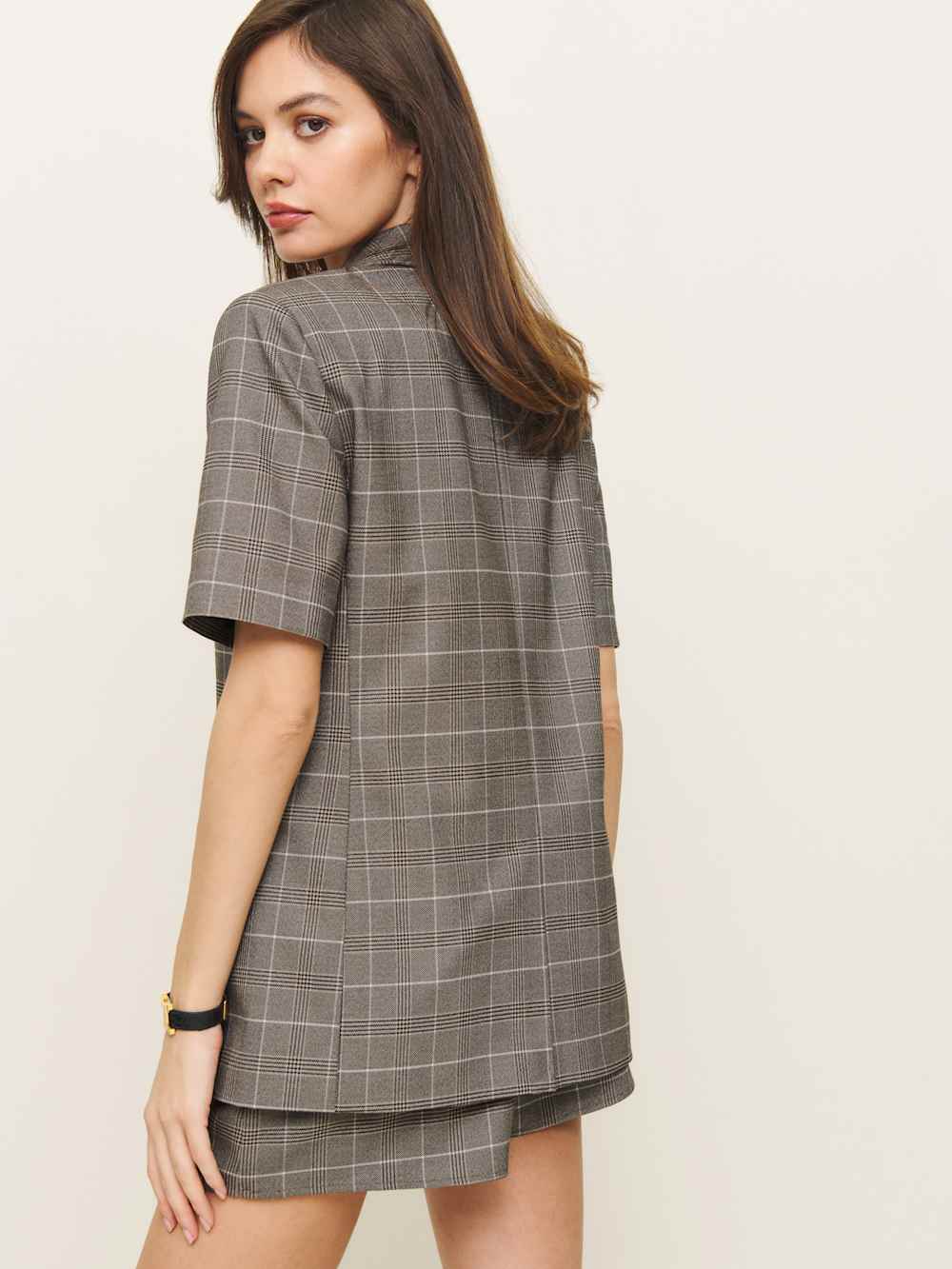 Reformation Wren Blazer - Brown Plaid