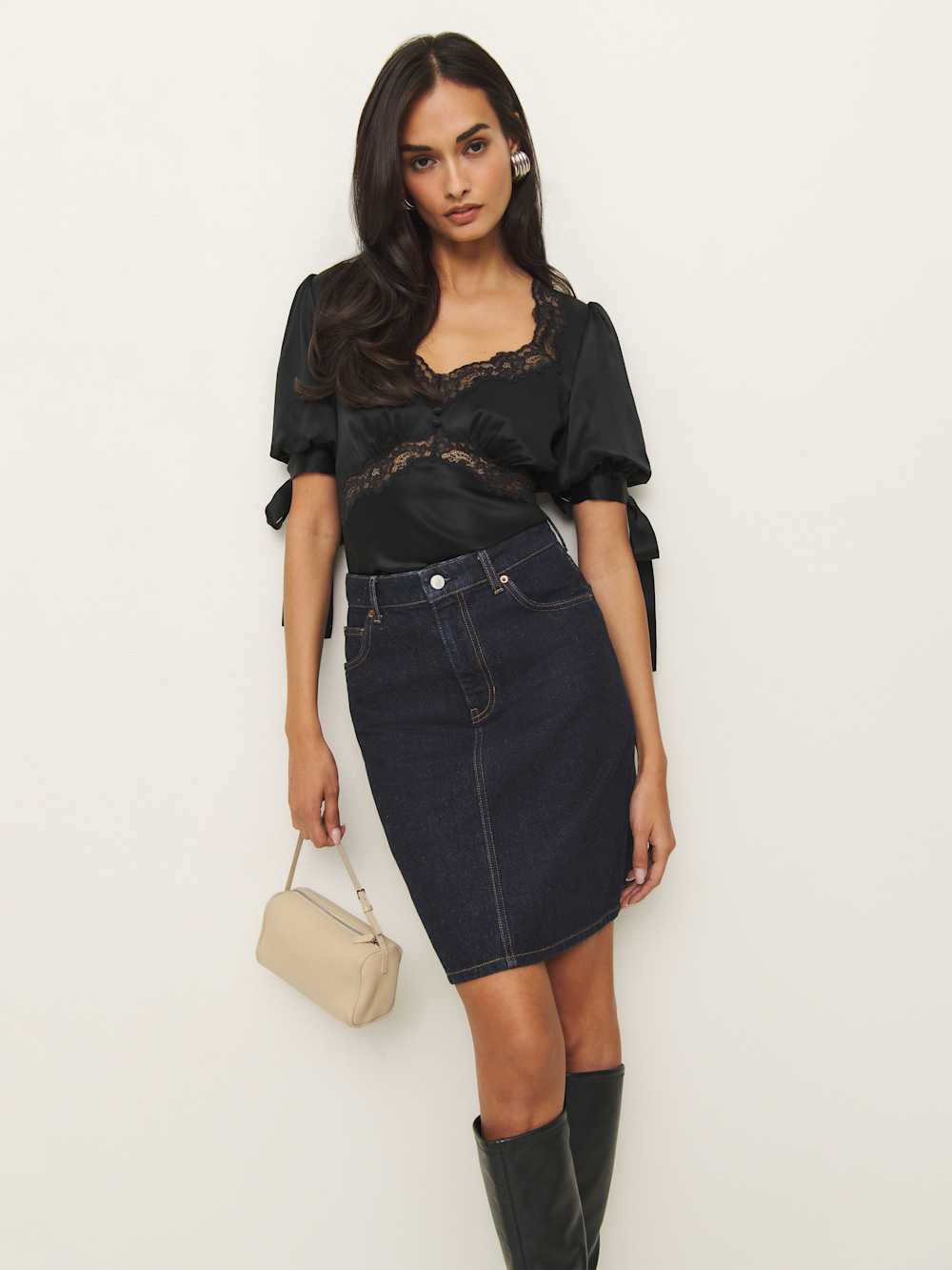 Reformation Dolly Silk Top - Black