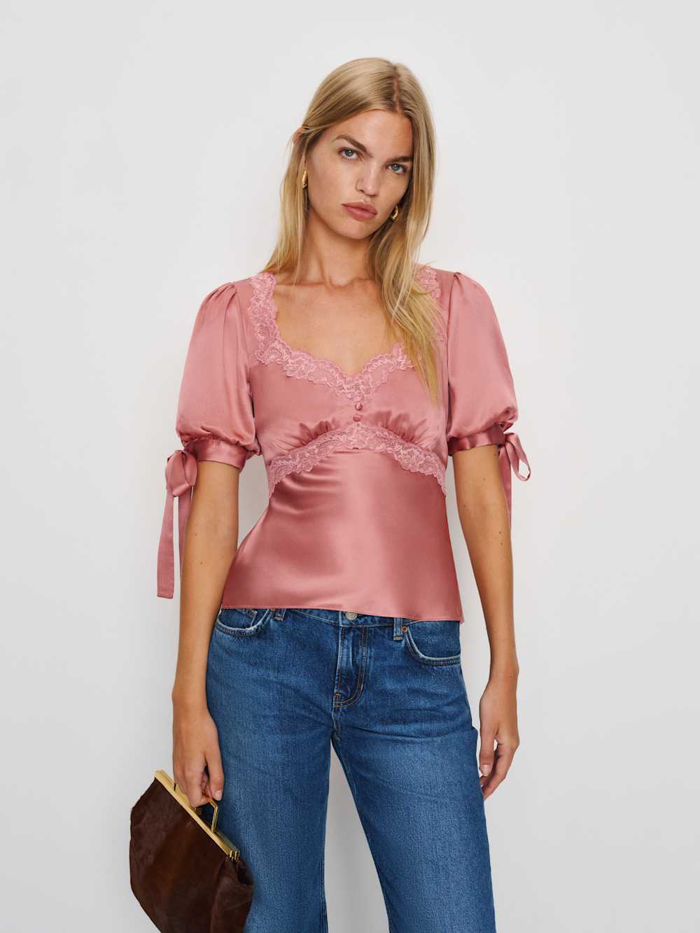 Reformation Dolly Silk Top - Dried Rose