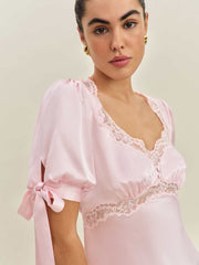 Reformation Dolly Silk Top - Cherry Blossom