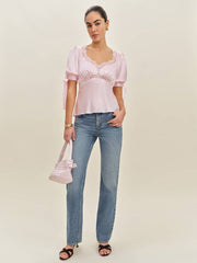 Reformation Dolly Silk Top - Cherry Blossom