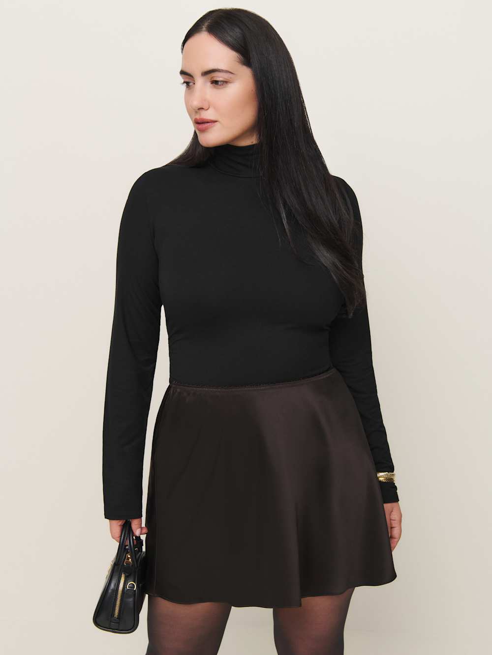 Reformation Brandy Satin Skirt Es - Mole