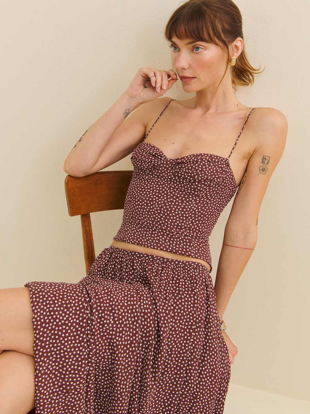 Reformation Pixie Top - Choco Dot
