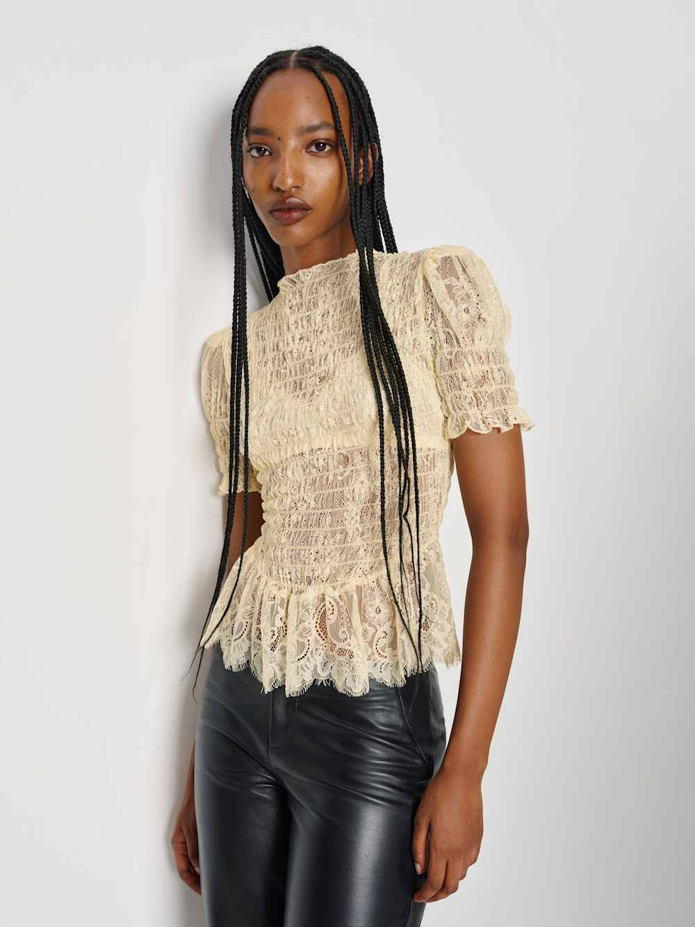 Reformation Aggie Top - Butter Yellow Lace