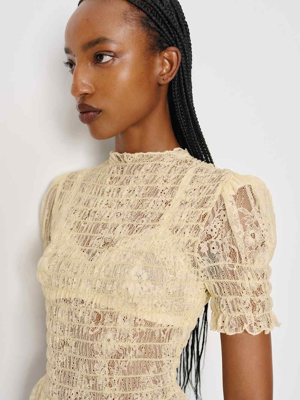 Reformation Aggie Top - Butter Yellow Lace