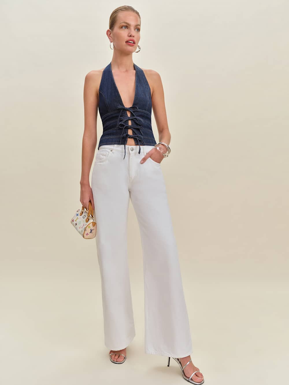 Reformation Kyleigh Denim Halter Top - Bodega