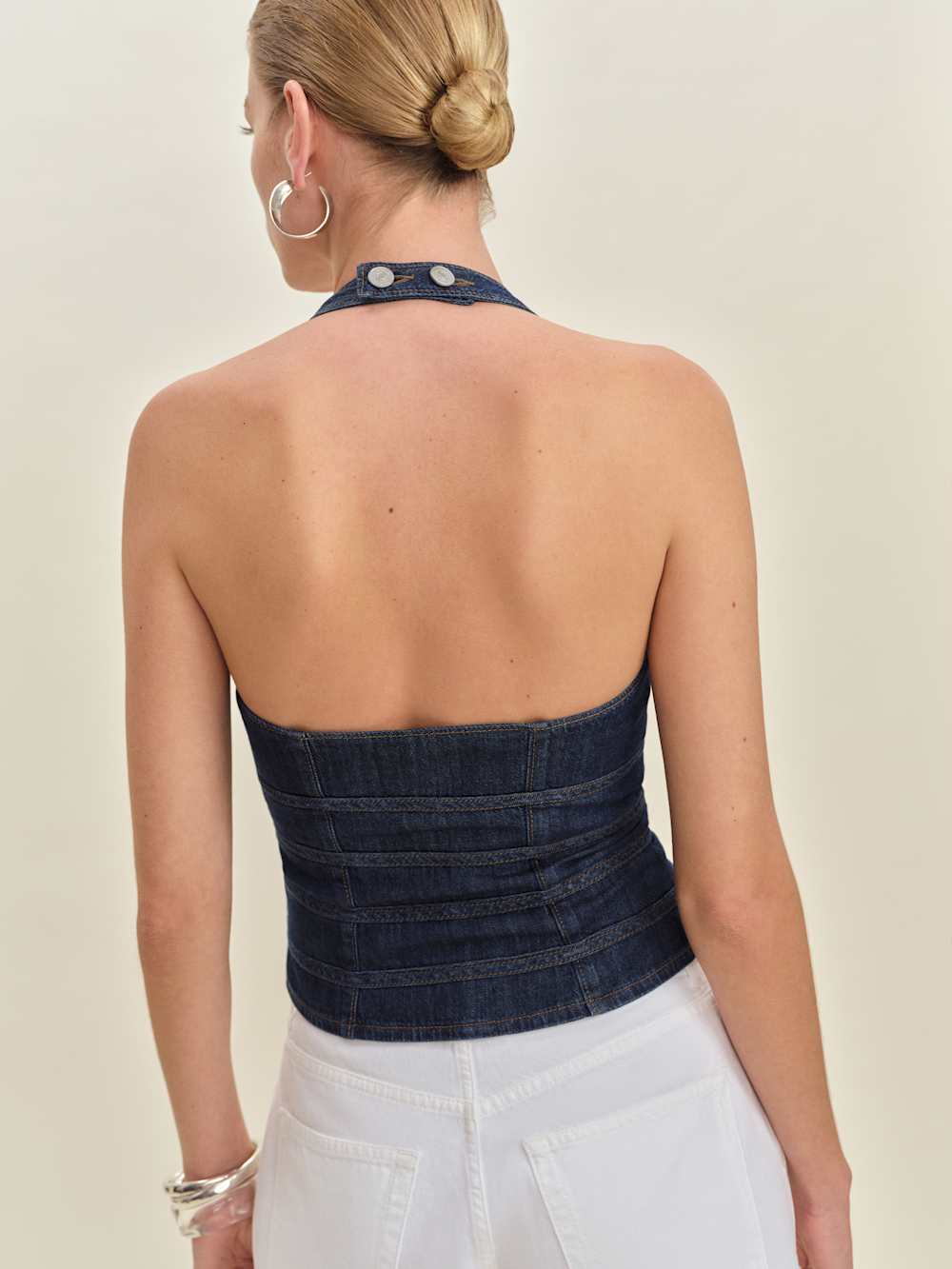 Reformation Kyleigh Denim Halter Top - Bodega