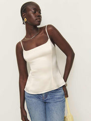 Reformation Isla Satin Top - Fior Di Latte