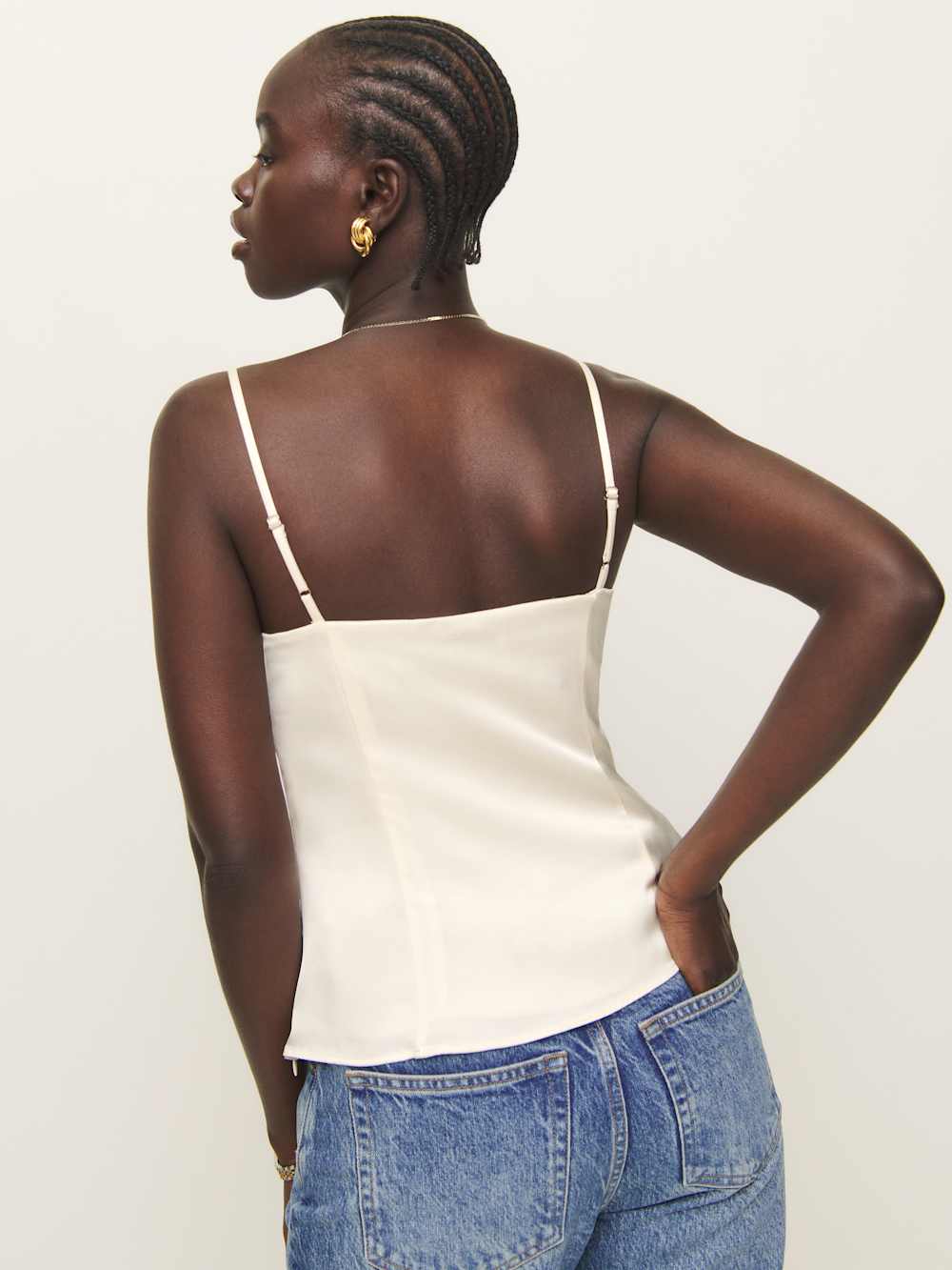 Reformation Isla Satin Top - Fior Di Latte