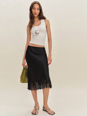 Reformation Carolina Silk Skirt - Black