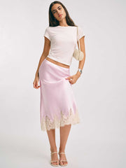 Reformation Carolina Silk Skirt - Cherry Blossom