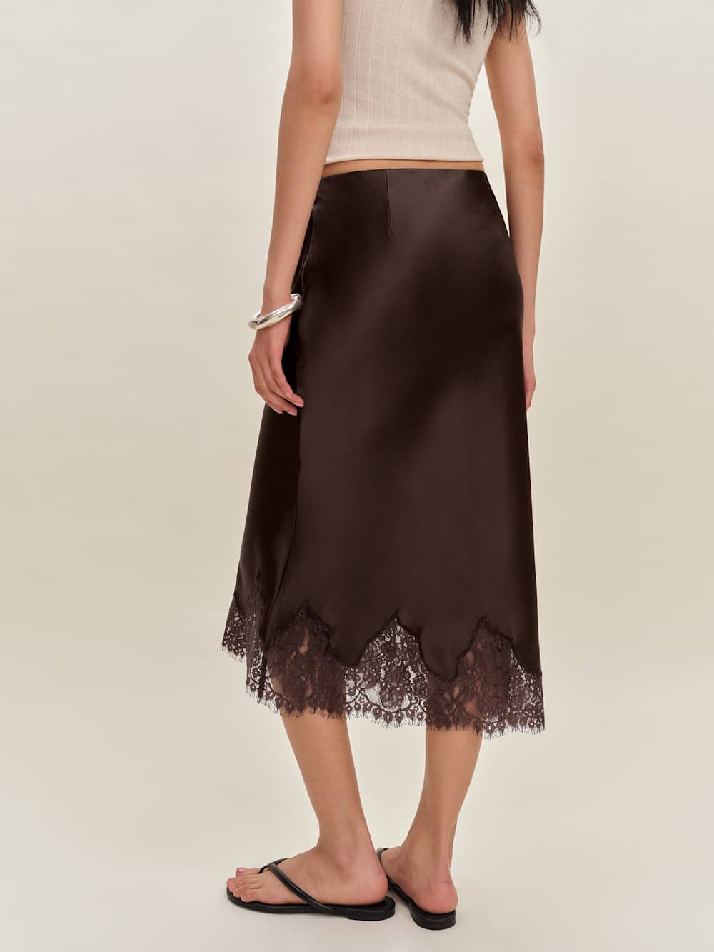Reformation Carolina Silk Skirt - Black Bean